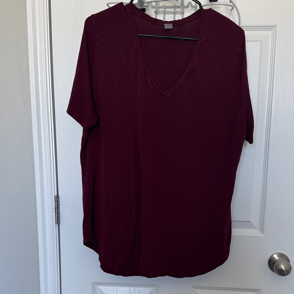 Old Navy Deep Burgundy V-Neck Tee